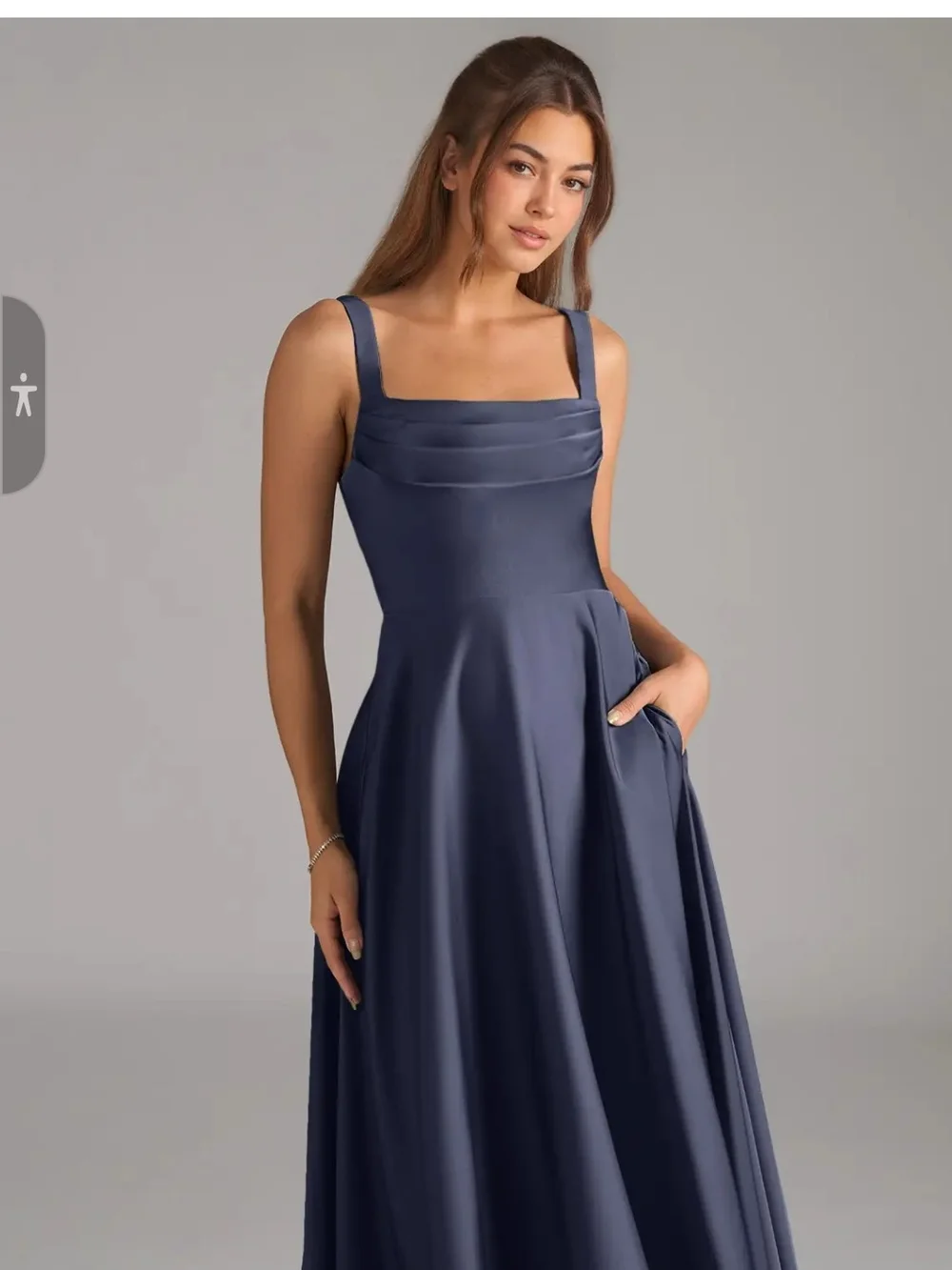 Azazie Shaude A-Line - Stormy Blue and Stormy Blue